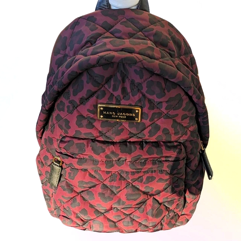 Authentic Rare Marc Jacobs backpack in Nylon Quilted red & black leopard print